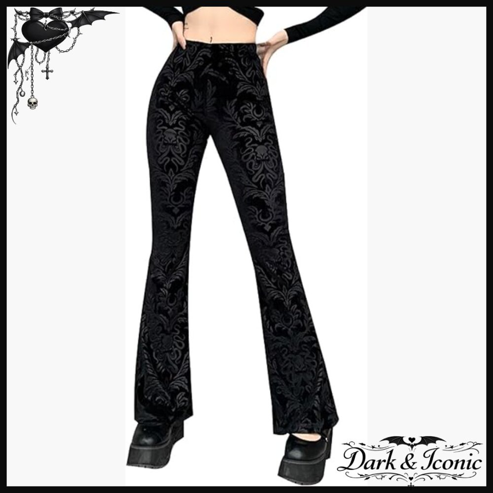 High Waist Tapered Pants, Polyester, Gothic Punk Style, Utility Pocket